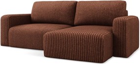 Colțar teracotă extensibil/cu spațiu de depozitare cu tapițerie din catifea reiată (cu colț pe partea dreaptă/cu șezlong) Kona – Makamii