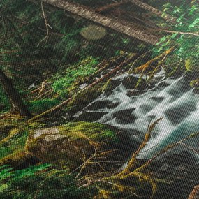 Tablou cu pârău în pădure (cu ceas) (90x30 cm)