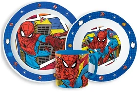 Omul Păianjen Grid set de masă, set din plastic micro cu cană 265 ml