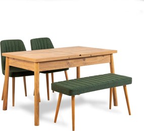 Set masa extensibila cu 2 scaune si bancheta SANTIAGO ATLANTICE, verde