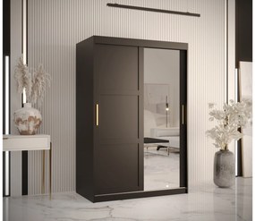 Dulap de haine Riven 2 120 (mat negru) (cu oglindă). 1064172