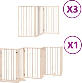 vidaXL Poartă de câini pliabilă cu ușă, 15 panouri, 750 cm, lemn plop