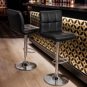 Scaun bar negru rotativ, reglabil pe inaltime, din piele ecologica ABS 191