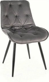 Scaun CHERRY II, gri/negru, stofa catifelata/metal, 53x43x88 cm
