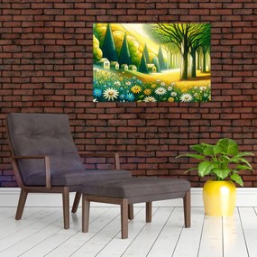 Tablou - Sat în galben-verde (90x60 cm)