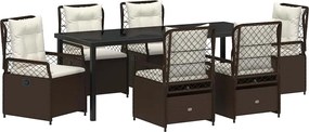vidaXL Set de masă pentru grădină 7 pcs Maro poliratan