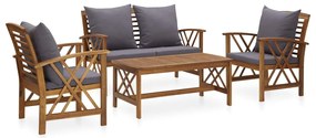 vidaXL Set mobilier de grădină cu perne, 4 piese, lemn masiv de acacia