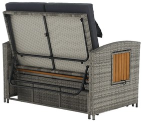 Canapea de grădină din rattan MALORY, gri/natural