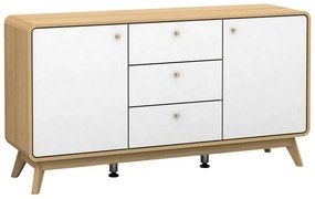Comodă albă/în culoare naturală joasă cu aspect de lemn de stejar 140x75 cm Caitlin – Støraa