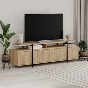 Masă TV în culoare naturală cu aspect de lemn de stejar 160x48 cm Hinoa – Marckeric