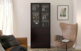 Vitrină lemn masiv TerraCraft Pin 3 Sertare, 80 × 38 × 182 cm - Natural
