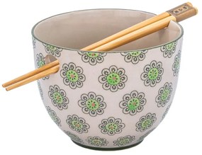 Bol mic verde-gri din gresie 450 ml Geometric – Sass &amp; Belle