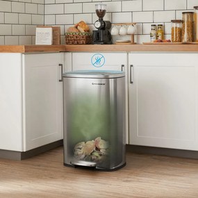 Coș de gunoi TIDY cu închidere lentă, 50 l, argintiu SongmicsHome