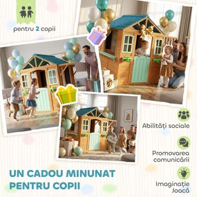 AIYAPLAY Căsuță de Joacă de Exterior cu Bar pentru Gustări, Ușă Pe Jumătate, Ferestre, Suporturi pentru Ghivece, Tablă de Desen, Tablă de Țintă, 4 Bile | Aosom Romania