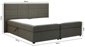 Pat matrimonial Boxspring 180 cm Revenant (maro) (cu somieră și saltea) (cu sp. depozitare). 1098560