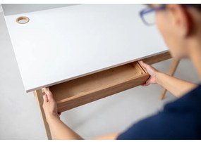 Birou cu bază din lemn de frasin Ragaba Luka, lungime 85 cm, alb