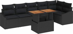 vidaXL Set de masă pentru grădină cu pernă 7 pcs Negru și Maro