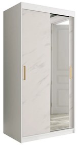 Dulap de haine 100 cm Marbelo T2 (mat alb + marmură albă). 1064584