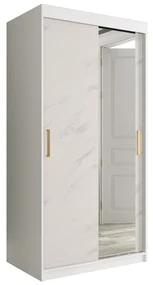 Dulap de haine 100 cm Marbelo T2 (mat alb + marmură albă). 1064584