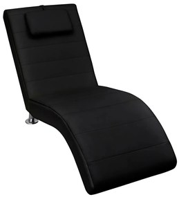 240709 vidaXL Șezlong cu pernă, negru, piele ecologică