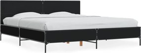 vidaXL Cadru de pat negru 180x200 cm din lemn prelucrat și metal
