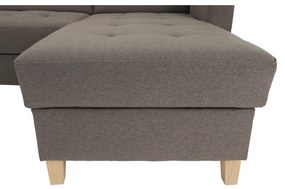 Colţar, material textil gri maroniu TAUPE, model dreapta, BRIDGET
