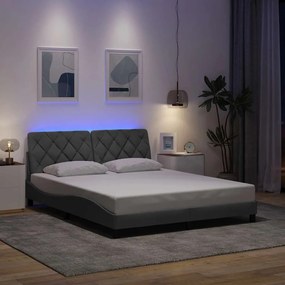 vidaXL Cadru de pat cu LED fără saltea Gri deschis 160x200 cm Material