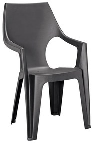 Scaun de grădină Dante din plastic cu spătar înalt și cotiere, grafit