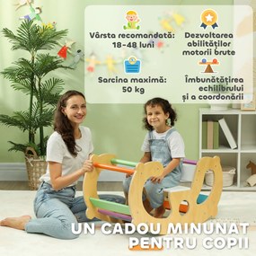 AIYAPLAY Joc pentru Copii 2 în 1 Rampă Montessori și Scaun Balansoar pentru Uz Interior, 91x41x48 cm, Multicolor | Aosom Romania