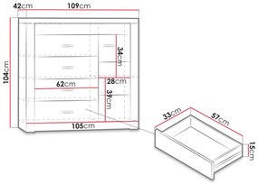 Comodă Nadenas N17 (Arin deschis) (cu iluminat LED). 1103653