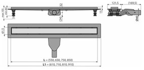 Set rigola dus cu capac faiantabil Alcadrain APZ2012-OPTION6 Optimal 85 cm 850 mm