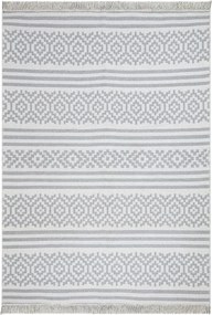 Covor 22996A, 60x100 cm, forma dreptunghiulara, bumbac, alb/gri