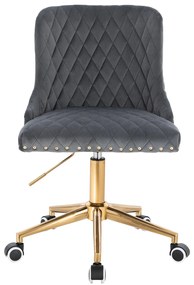 HR940K Scaun Grafit din Catifea cu Bază Aurie