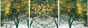 Tablou - Căprioare în pădurea verde (cu ceas) (90x30 cm)