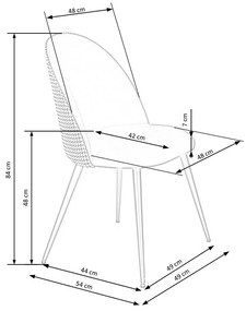 Scaun de bucaterie Demi, negru/alb