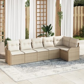 vidaXL Set de canapele pentru grădină cu pernă 6 pcs Bej Rattan poli