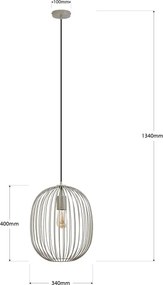 Lustră suspendată pe cablu OVELLA 1xE27/15W/230V Ø 34 cm bej