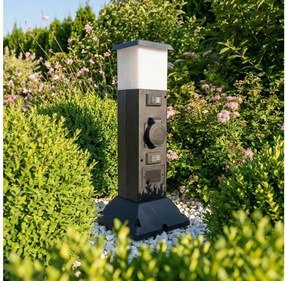 Brilagi - Lampă de exterior cu 2 prize SCHUKO, soclu 1xE14/15W/230V, IP44, neagră