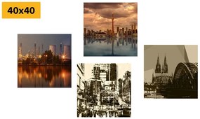 Set tablouri orașul industrial cu abstracție