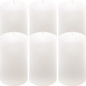 Set de lumânări rustice, 11,5 cm, Ø 6,8 cm, alb, 6 buc