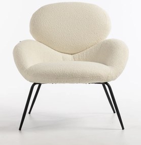 HR2045 Scaun Crem Boucle cu Bază Neagră