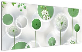 Tablou - Flori în cercuri (120x50 cm)