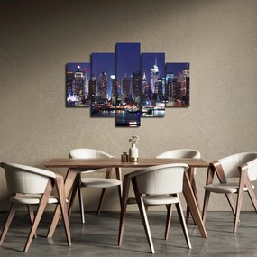 Tablou - Zgârie-nori din New York iluminate (150x105 cm)