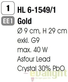 Pendul elegant cristal Asfour Rita HL 6-1549/1 gold OR