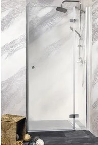 Ușă duș batantă Sanotechnik Sanoflex Symphony, 75-77x195 cm, sticlă securizată transparentă, profil crom, dreapta
