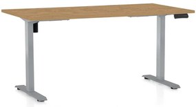 Masă înălțime reglabilă OfficeTech B, 160 x 80 cm, picioare gri, stejar piatra