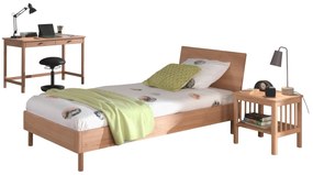 Set Mobilier Camera Copii Forrest Oak, Pat 90x200 cm, Noptieră și Birou, din Lemn de Stejar, Natur – Vipack