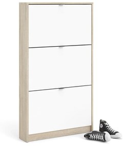 Pantofar vertical cu 3 sertare Tvilum Shoes, adâncime 17 cm, alb-natural