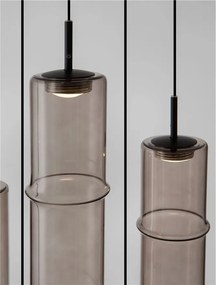Lustra moderna cu 5 pendule LED, Metal, Sticla, Moca, SANO