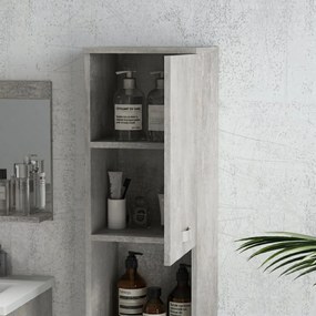 Set de Mobilier de Baie din 3 Piese, Montare pe Perete, cu Dulap cu Oglinda, Dulap de Depozitare Inalt, Gri Kleankin | Aosom Romania